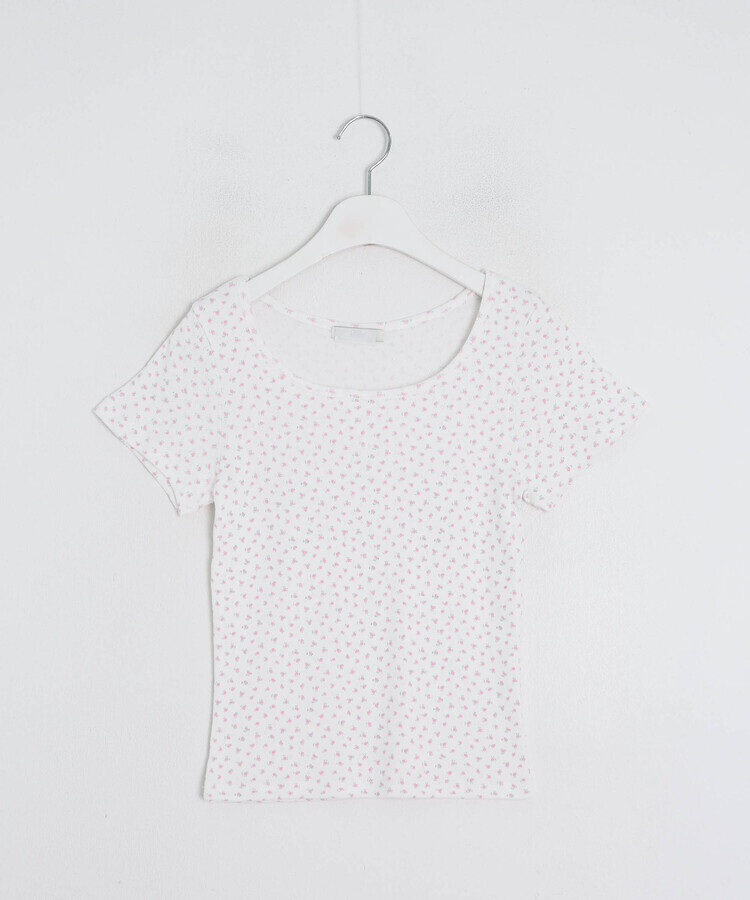 ミニフラワースリムフィットTシャツ