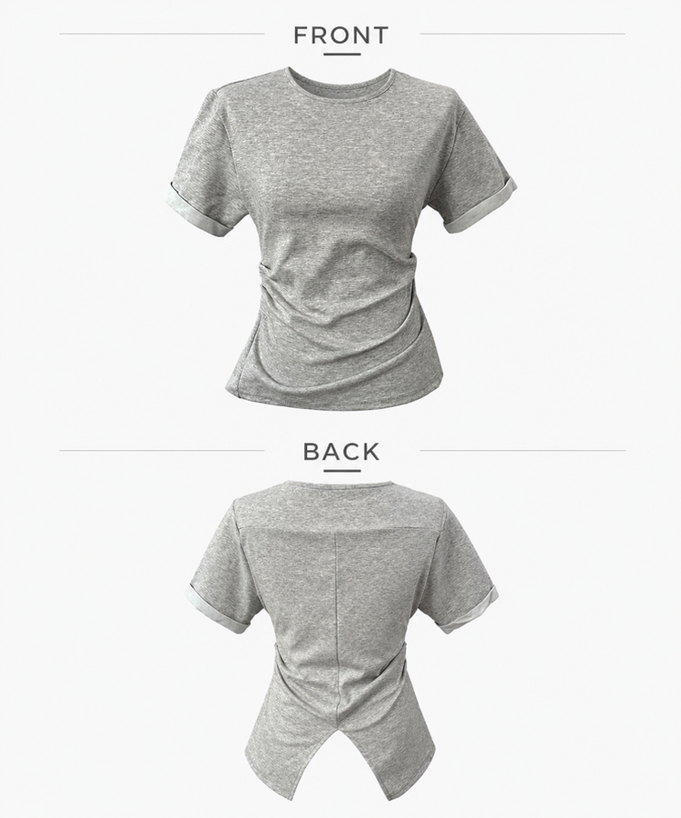 ドレープスリムロールアップ半袖Tシャツ