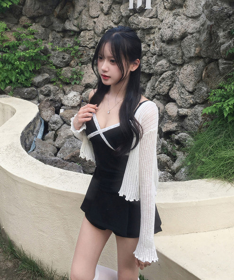 リブレースキャミソール(6color) BLACK