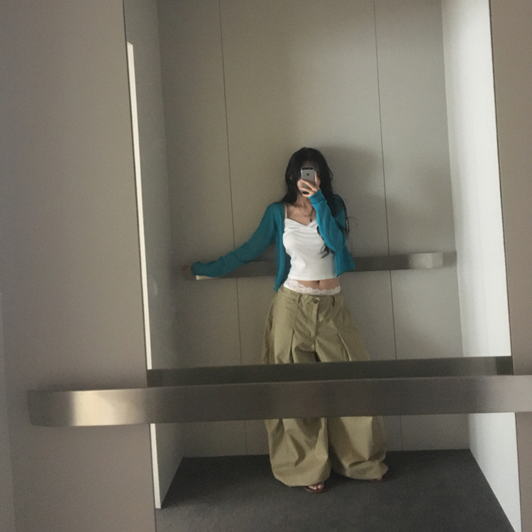 ルーズフィットクロップシアーカーディガン SKY BLUE