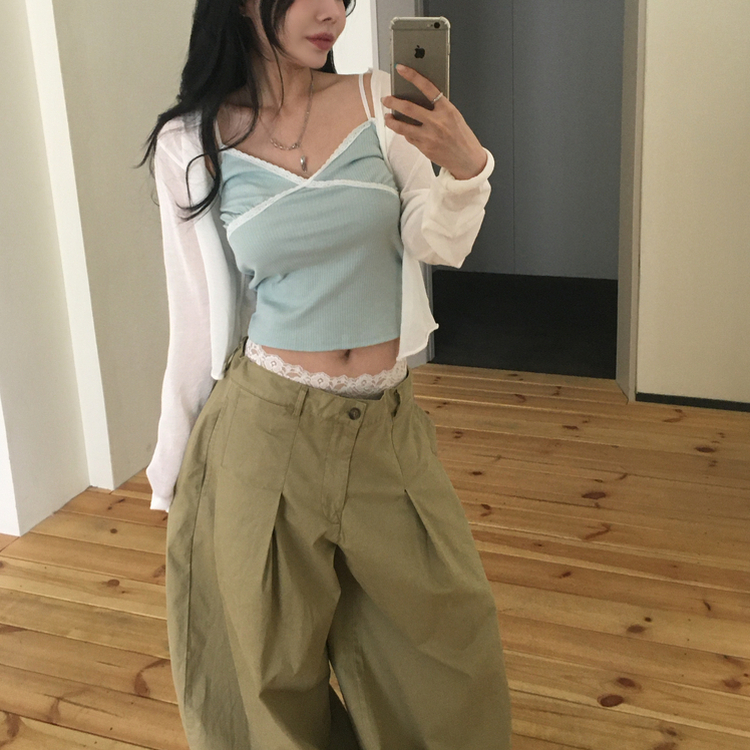ルーズフィットクロップシアーカーディガン WHITE