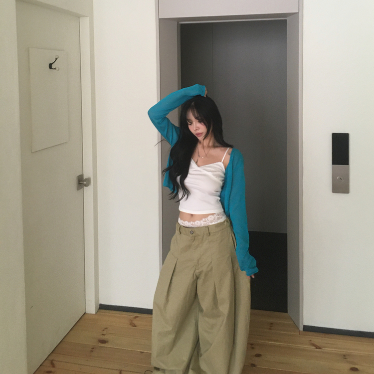 ルーズフィットクロップシアーカーディガン SKY BLUE