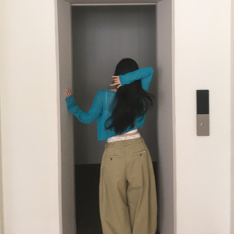 ルーズフィットクロップシアーカーディガン SKY BLUE