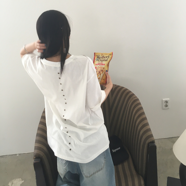 バックポイントオーバー半袖Tシャツ IVORY
