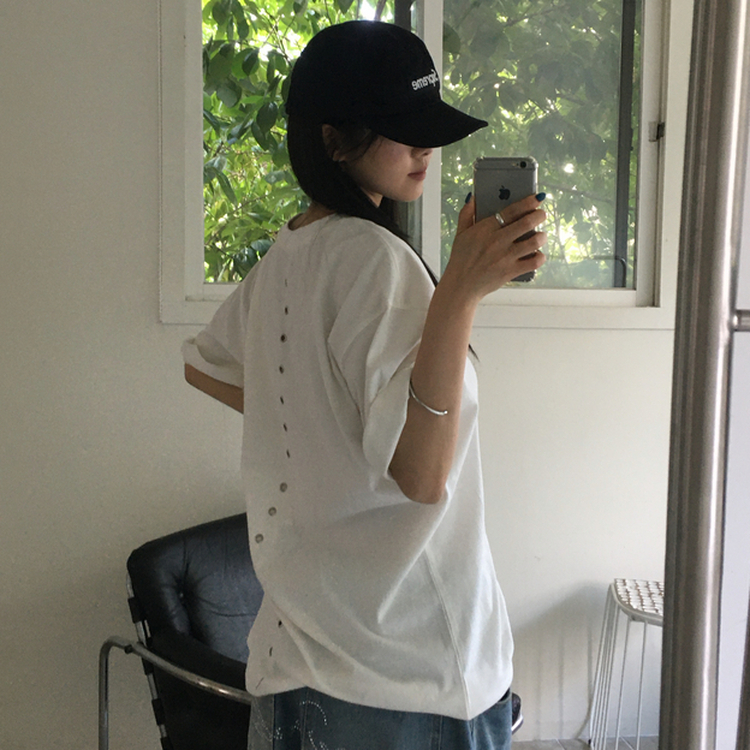 バックポイントオーバー半袖Tシャツ IVORY
