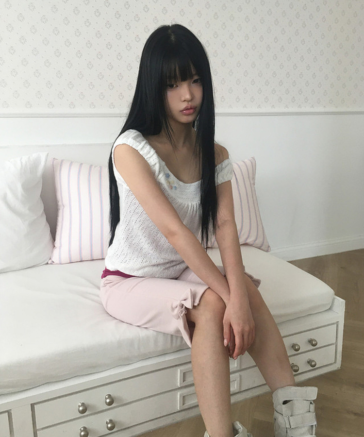 ボタンパンチングパフキャミソール IVORY