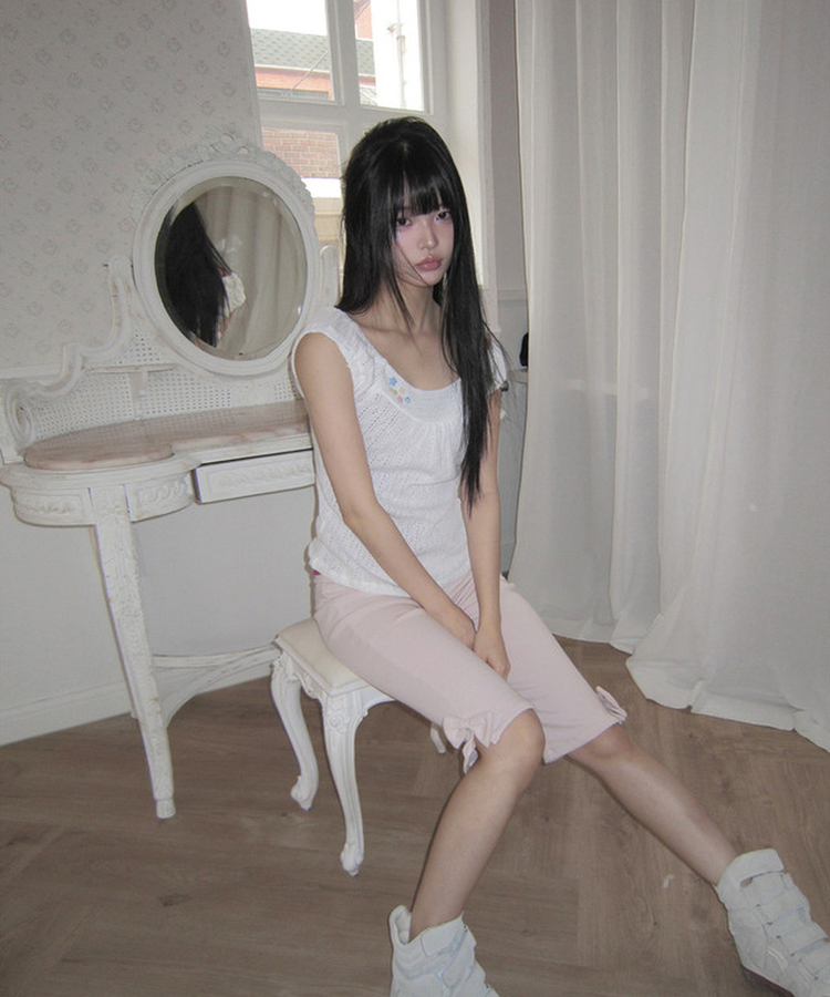 ボタンパンチングパフキャミソール IVORY
