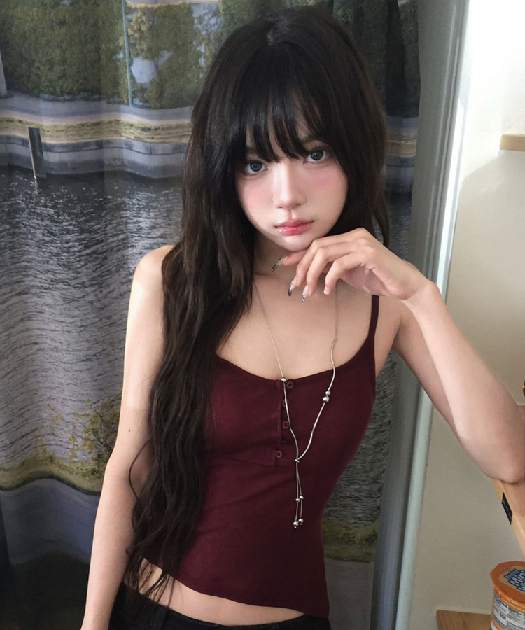 ボタンキャミソールトップス(6color) BURGUNDY