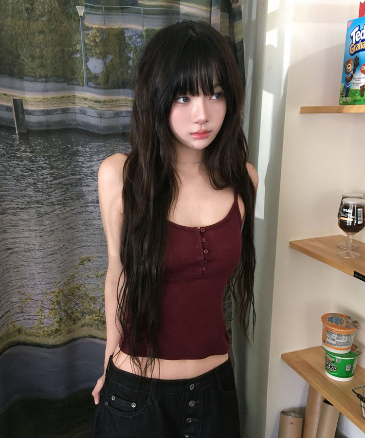 ボタンキャミソールトップス(6color) BURGUNDY
