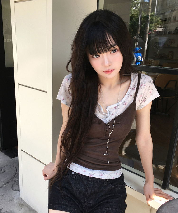 ボタンキャミソールトップス(6color) DARK BROWN