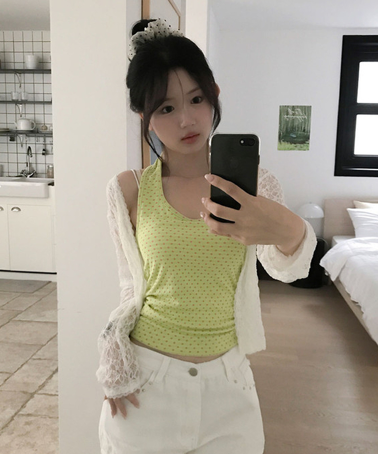 루빈 레이스 버튼 슬림핏 가디건 살안타 휴가룩 살안타가디건 아이보리
