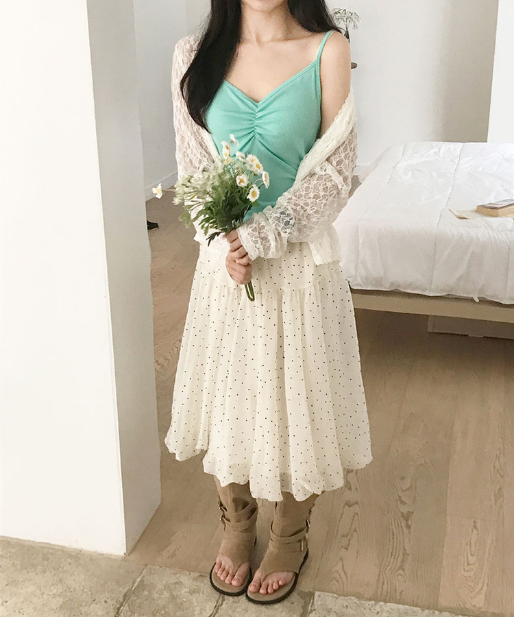 ドットシフォンバンディングバルーンスカート IVORY