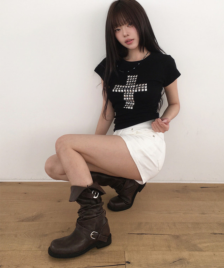 2wayダブルバックルロングブーツ BROWN