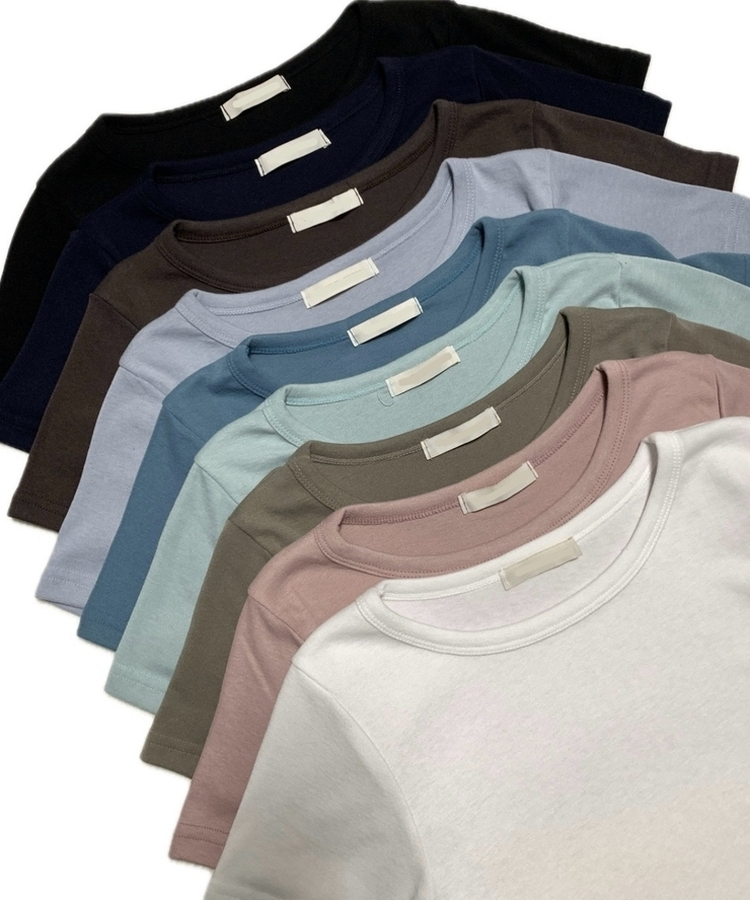 シンプルスリム半袖Tシャツ(9color)