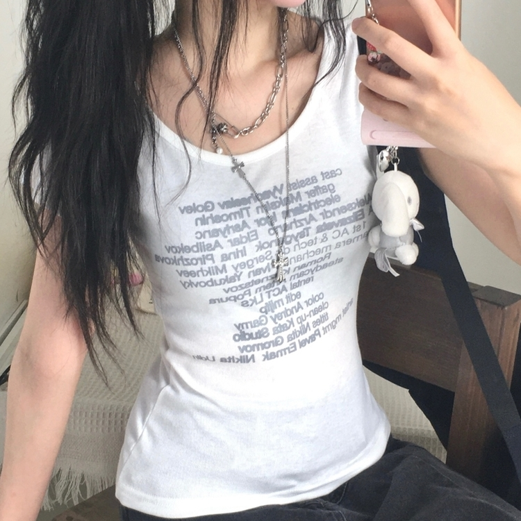 ヴィンテージUネックスリム半袖Tシャツ(5color) IVORY