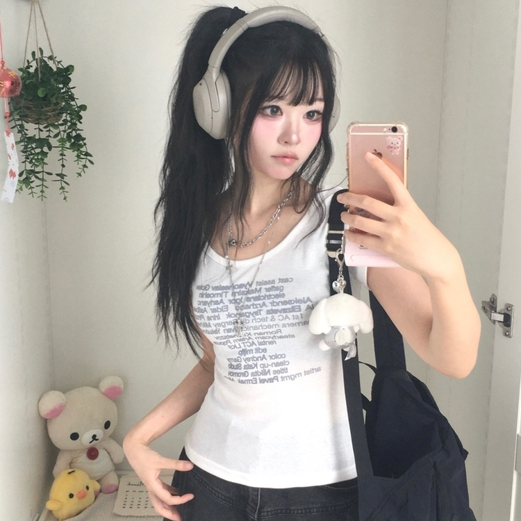 ヴィンテージUネックスリム半袖Tシャツ(5color) IVORY