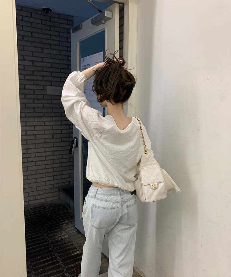 Vネックレイヤーブラウス IVORY