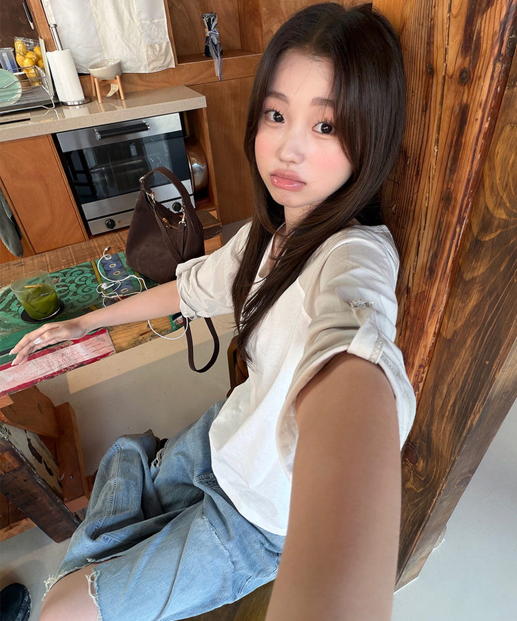 ラグランロールアップTシャツ IVORY