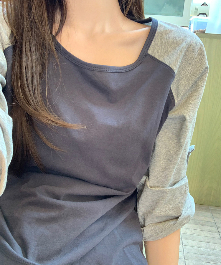 ラグランロールアップTシャツ GRAY