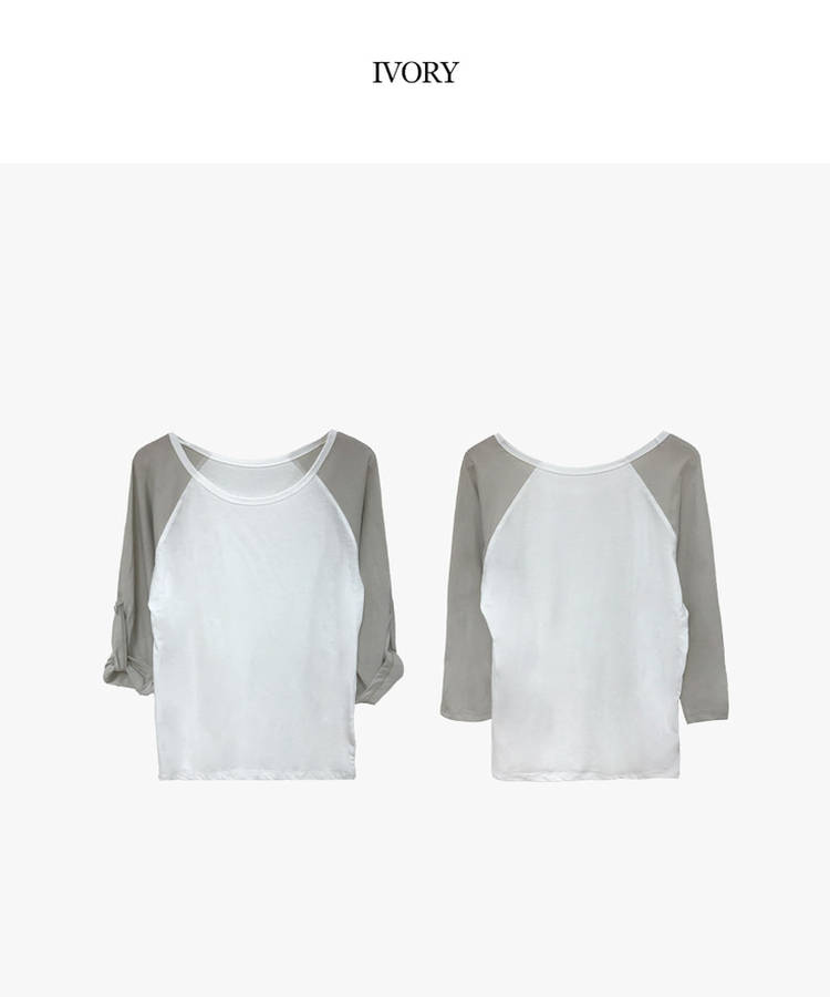 ラグランロールアップTシャツ