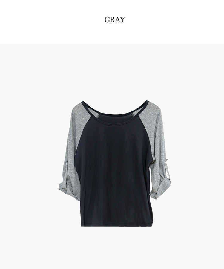 ラグランロールアップTシャツ