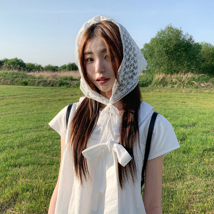 レース三角ヘアバンダナ IVORY