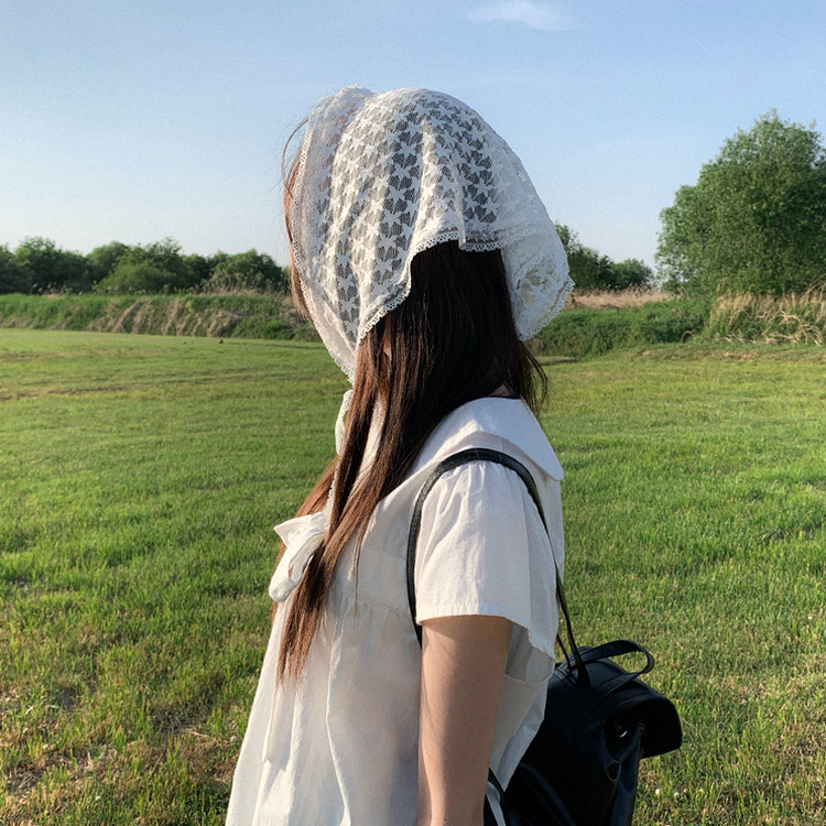 レース三角ヘアバンダナ IVORY