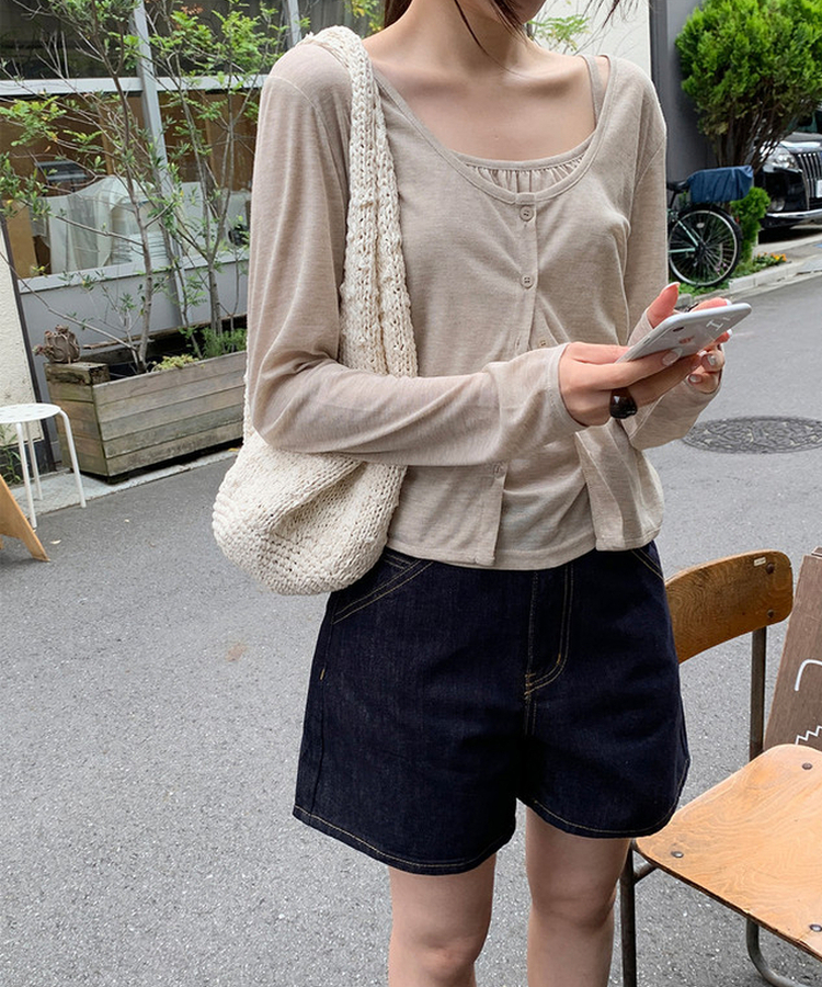 【SET】テンセルキャミソール シアーカーディガン OAT BEIGE
