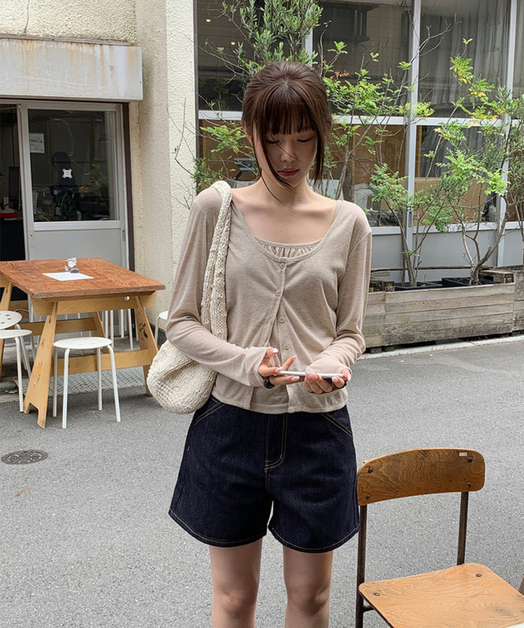 【SET】テンセルキャミソール シアーカーディガン OAT BEIGE