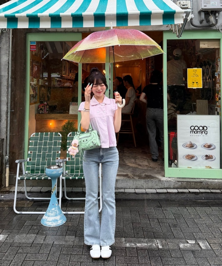 ストライプカラー半袖シャツ PINK