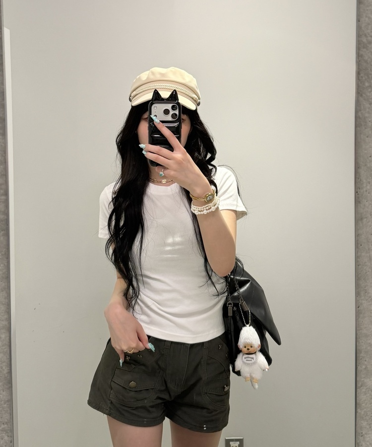 メタルボタンショルダーシャーリングTシャツ IVORY