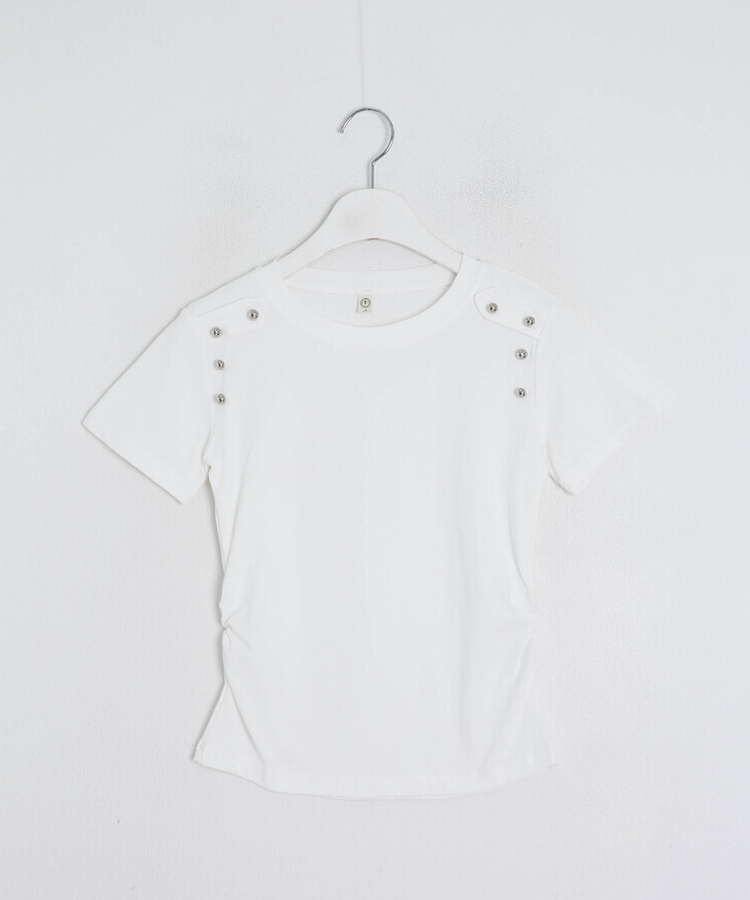 メタルボタンショルダーシャーリングTシャツ