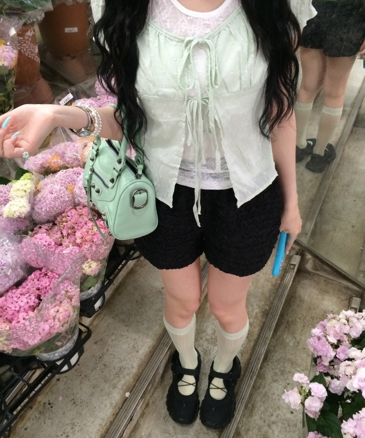 メッシュレースニーソックス MINT