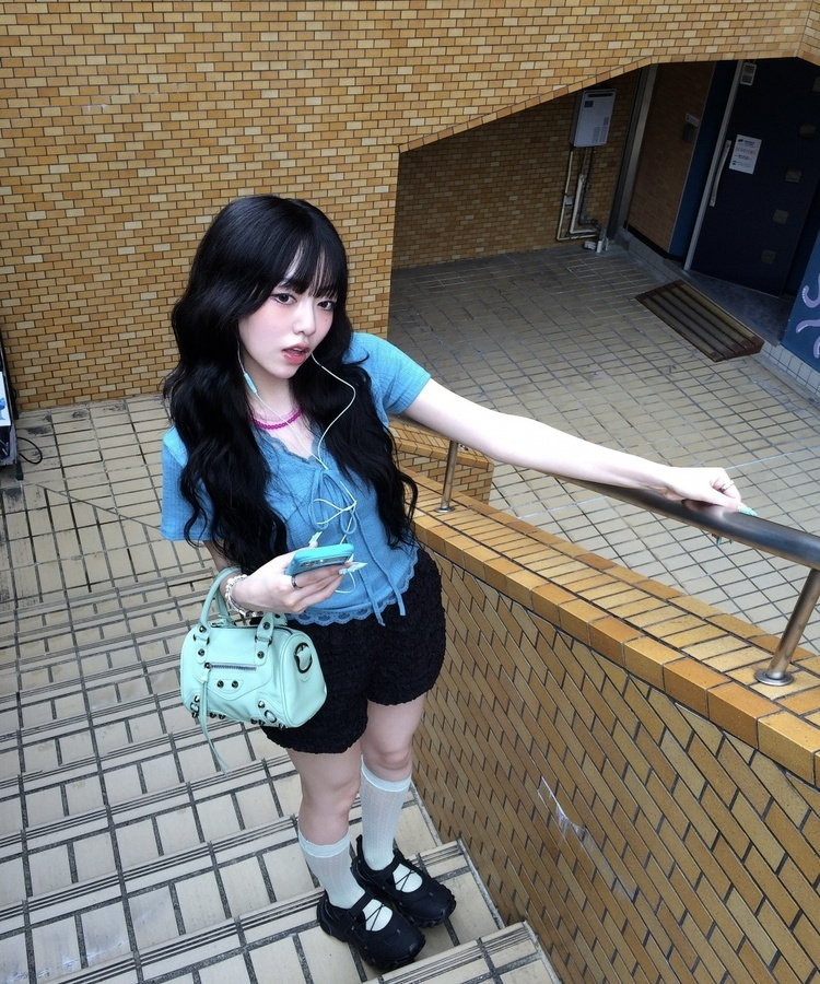 メッシュレースニーソックス MINT