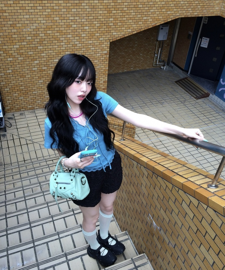 시스루 레이스 니삭스 민트