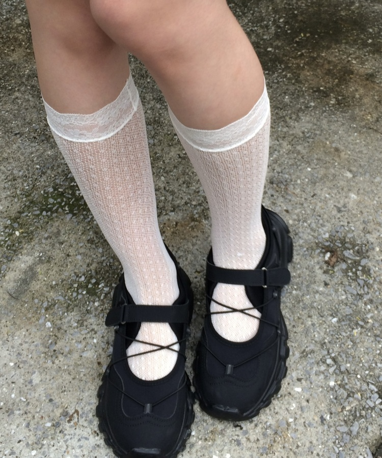 시스루 레이스 니삭스 아이보리