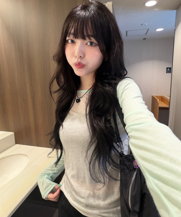 シアーラグラン配色長袖Tシャツ MINT