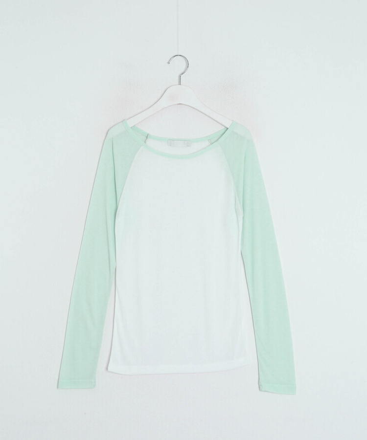 シアーラグラン配色長袖Tシャツ