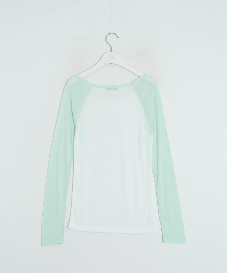 シアーラグラン配色長袖Tシャツ
