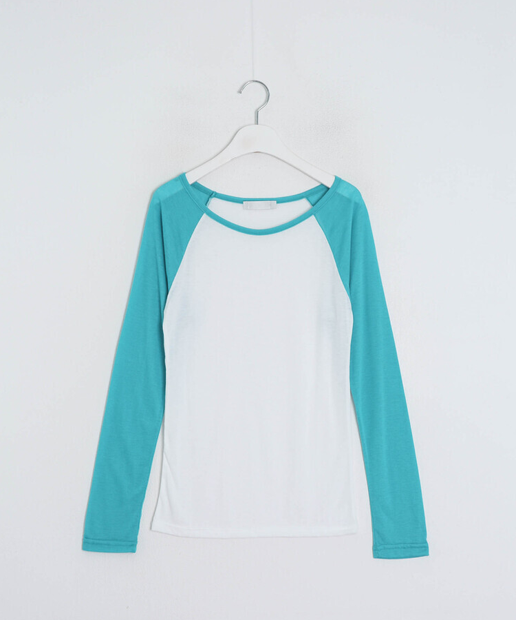 シアーラグラン配色長袖Tシャツ