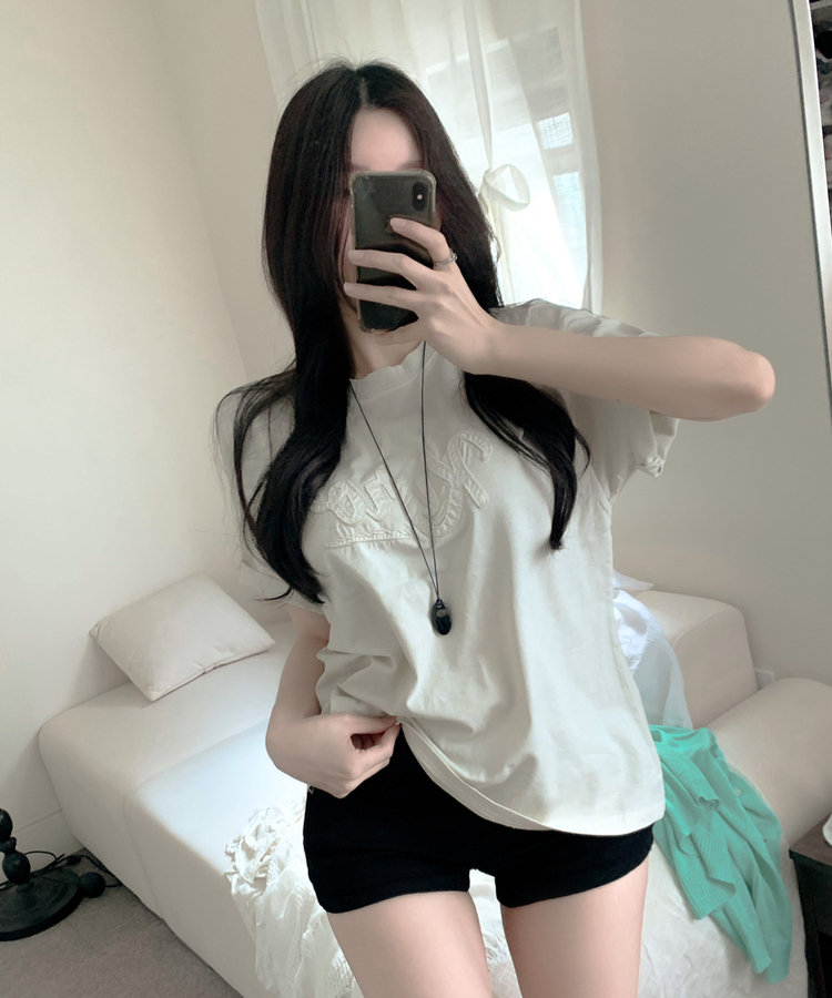 카이로 피그먼트 워싱 자수 패치 오버핏 루즈핏 박시핏 여름 반팔티셔츠 2colors 오트밀