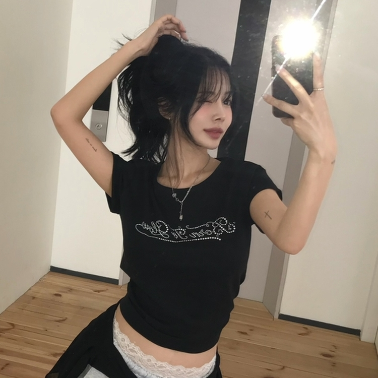 ロールアップキュービックスリム半袖Tシャツ BLACK