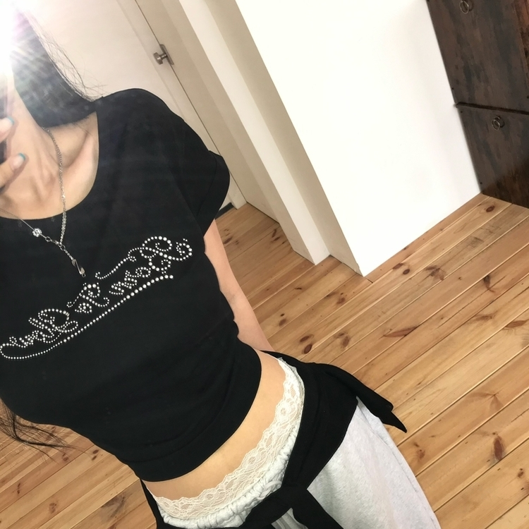 ロールアップキュービックスリム半袖Tシャツ BLACK