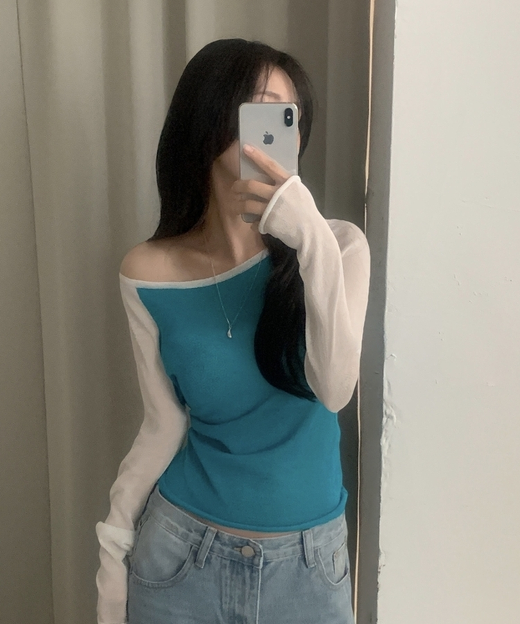 ラグランシアーワンショルダー二ット MINT