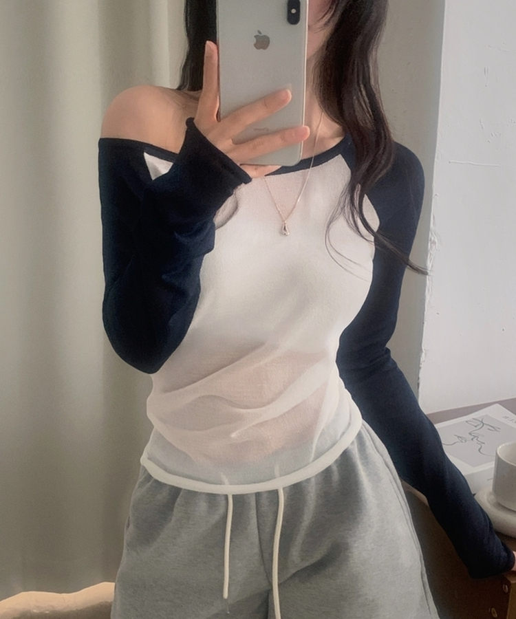 ラグランシアーワンショルダー二ット WHITE
