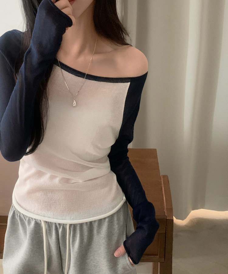 ラグランシアーワンショルダー二ット WHITE