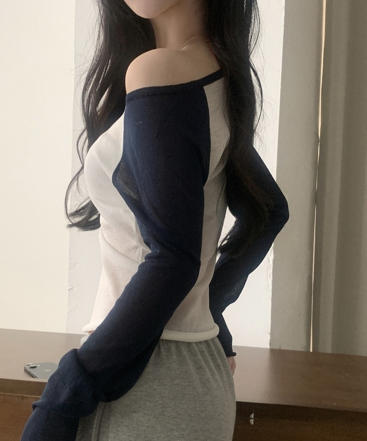 ラグランシアーワンショルダー二ット WHITE
