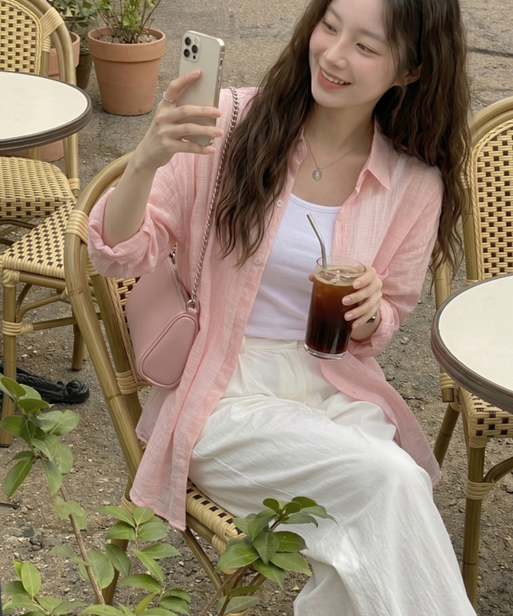 ペンダントリネンルーズシャツ PINK