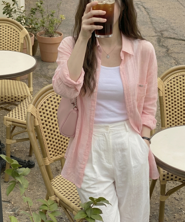 ペンダントリネンルーズシャツ PINK