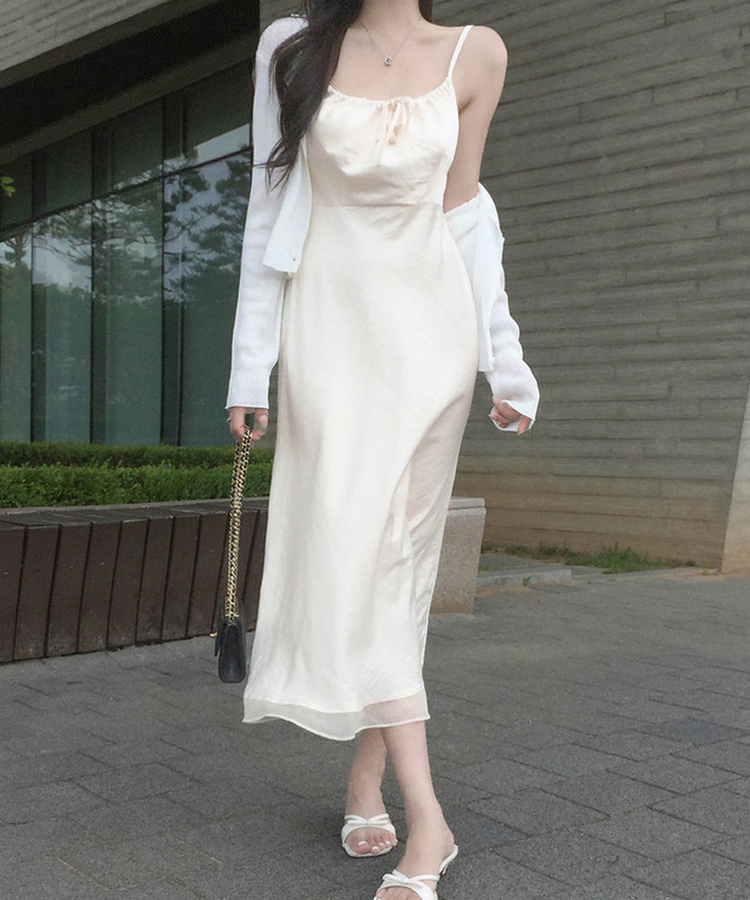 シフォンキャミソールワンピース｜ロングワンピース｜韓国ファッション